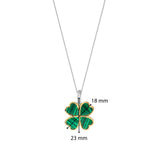 Collana Ti Sento in argento con pendente quadrifoglio verde con zirconi e bordo dorato 6821MA Dimensioni
