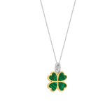 Collana Ti Sento in argento con pendente quadrifoglio verde con zirconi e bordo dorato 6821MA Variante