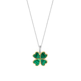 Collana Ti Sento in argento con pendente quadrifoglio verde con zirconi e bordo dorato 6821MA