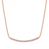 Collana a sferette Rosato in argento placcato oro rosa con barretta centrale in pavé di zirconi RZBI02
