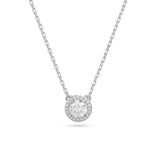 SWAROVSKI Collana punto luce in metallo rodiato con cristallo rotondo contornato da pavé di cristalli 5636264