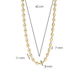 TI SENTO Collana da donna a maglie chicchi di caffè in argento bicolore 3985SY Dimensioni