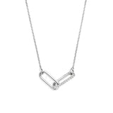Collana Ti Sento in argento rodiato con pendente a due maglie ovali con zirconi 3966ZI