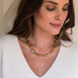Ti Sento Gold-Plated Links and Zirconia Necklace 3957SY