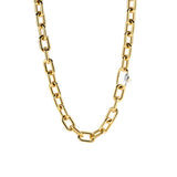 TI SENTO Collana donna con maglie ovali in argento dorato e con zirconi 2952SY