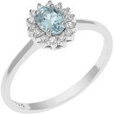 COMETE Anello donna in oro bianco con acquamarina ovale e contorno di diamanti ANQ 316