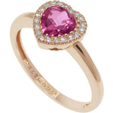 COMETE Anello donna in oro rosa con topazio rosa a cuore e contorno di diamanti ANB 2592