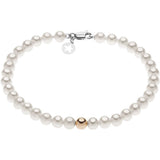 COMETE Bracciale donna con perle di fiume e sfera centrale in oro rosa e chiusura in oro bianco BRQ 326