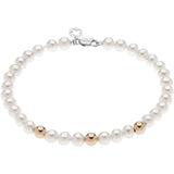 COMETE Bracciale donna con perle di fiume e con tre sfere in oro rosa e chiusura in oro bianco BRQ 327