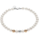 COMETE Bracciale donna con perle di fiume e con tre sfere in oro rosa e bianco e chiusura in oro bianco BRQ 328