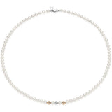 COMETE Collana donna con perle di fiume e con tre sfere in oro rosa e bianco e chiusura in oro bianco FWQ 328