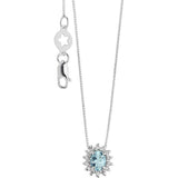 COMETE Collana donna in oro bianco con acquamarina ovale e contorno di diamanti GLQ 290