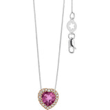 COMETE Collana donna in oro bianco e rosa con topazio rosa a cuore e contorno di diamanti GLB 1578