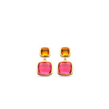Orecchini Ti Sento pendenti in argento placcato oro giallo con zirconi rosa e arancione 7908OR Variante
