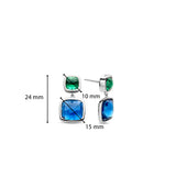 Orecchini Ti Sento pendenti in argento rodiato con zirconi blu e verde 7908DB Dimensioni