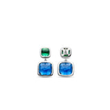 Orecchini Ti Sento pendenti in argento rodiato con zirconi blu e verde 7908DB Variante2