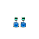 Orecchini Ti Sento pendenti in argento rodiato con zirconi blu e verde 7908DB Variante