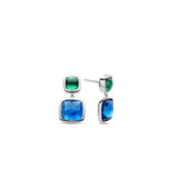 Orecchini Ti Sento pendenti in argento rodiato con zirconi blu e verde 7908DB