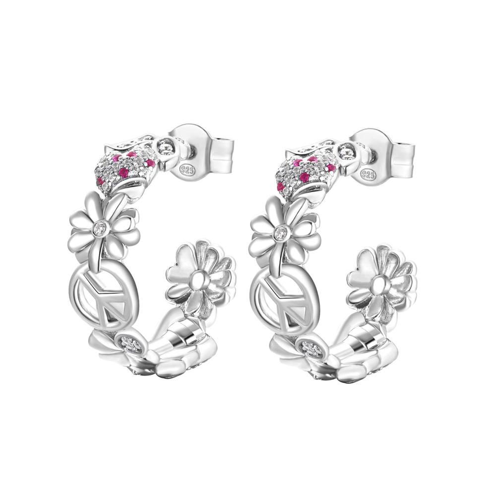 Orecchini pendenti in argento sterling 925 con fiore e farfalla, serie rosa, per donna, eleganti gioielli e accessori per feste e regali di alta qualità. - Italia Orecchini pendenti in argento sterling 925 con fiore e farfalla, serie rosa, per donna, eleganti gioielli e accessori per feste e regali di alta qualità. - Italia
