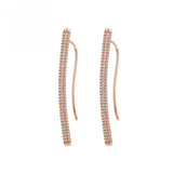 Orecchini pendenti lunghi Rosato in argento placcato oro rosa con pavé di zirconi RZBI26