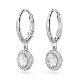 SWAROVSKI Orecchini pendenti in metallo rodiato con cristalli rotondi con contorno di cristalli piccoli 5636270 Variante2