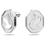 Orecchini Swarovski da donna a lobo ottagonali con cigno in metallo rodiato e cristalli 5621097 Variante1