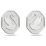 Orecchini Swarovski da donna a lobo ottagonali con cigno in metallo rodiato e cristalli 5621097