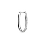 Orecchino singolo cerchio ovale TI SENTO in argento rodiato con zirconi 7902ZI H Variante2