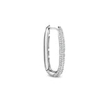 Orecchino singolo cerchio ovale TI SENTO in argento rodiato con zirconi 7902ZI H Variante