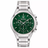 BULOVA Orologio al Quarzo Cronografo Uomo con Quadrante Verde e Cinturino in Acciaio 96A297