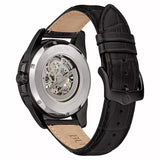 BULOVA Orologio Meccanico da Uomo Cassa in Acciaio Nero Quadrante Nero Cinturino in Pelle Nero 98A304 Variante