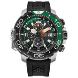 Orologio uomo cronografo subacqueo al quarzo cassa rotonda in acciaio quadrante nero e cinturino in gomma nero BJ2168-01E
