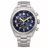 CITIZEN Orologio da uomo Eco-drive cronografo e data cassa e cinturino in supertitanio quadrante blu AT2480-81L