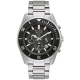 BULOVA Orologio al Quarzo Cronografo Uomo con Cassa Rotonda Quadrante Nero e Cinturino in Acciaio 98B353