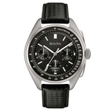 BULOVA Orologio al Quarzo Cronografo Uomo con Cassa Rotonda Quadrante Nero e cinturino in Pelle96B251