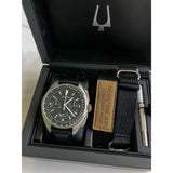 BULOVA Orologio al Quarzo Cronografo Uomo con Cassa Rotonda Quadrante Nero e cinturino in Pelle96B251 Confezione