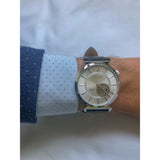 BULOVA Orologio Automatico Solo Tempo Uomo con Cassa Rotonda Quadrante Argento e Cinturino in Pelle Nero 96A240 Indossato