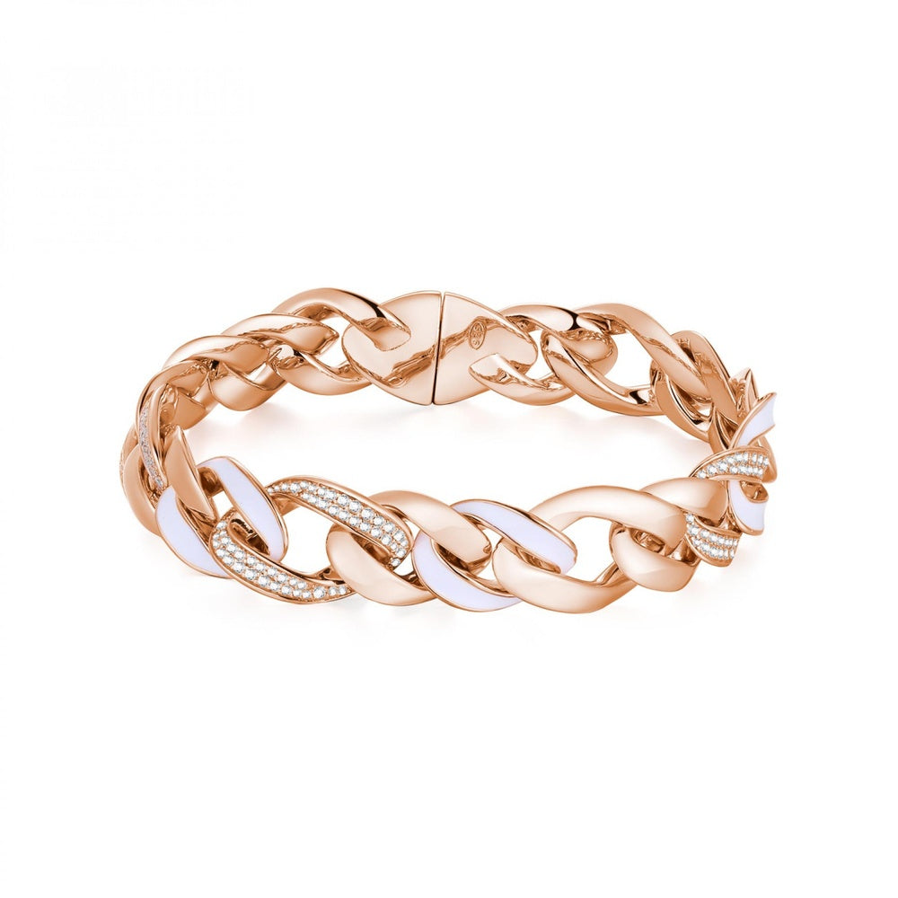MATERIA Bracciale Donna In Argento 925 Placcato Oro Rosa – Catena Serpente, Larghezza 3 Mm, Made In Germany