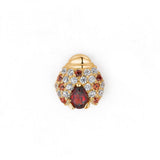Mono orecchino donna Rosato in oro giallo 9 kt a forma di coccinella con pietre rosse e diamanti RGAO011