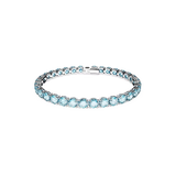 Bracciale donna Swarovski tennis in metallo rodiato e zirconi color acquamarina taglio rotondo 5648928