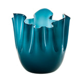 VENINI Vaso Fazzoletto Bicolore Blu Interno Acquamare in Vetro Soffiato di Murano 700.00