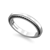 ZANCAN Anello Fedina da Uomo in Argento con Pietre Naturali di Spinello Nero Laterali ESA033