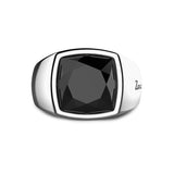 ZANCAN Anello da Uomo in Argento con Pietra Naturale in Onice Grande Sfaccettato ESA005 Variante2