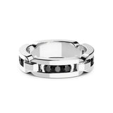 ZANCAN Anello da Uomo Fedina in Argento con Spinelli Neri ESA038 Variante1