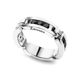 ZANCAN Anello da Uomo Fedina in Argento con Spinelli Neri ESA038