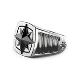 ZANCAN Anello da Uomo in Argento Bicolore con Rosa dei Venti in Ceramica Nera ESA016 Variante1