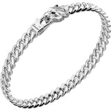 ZANCAN Bracciale da Uomo in Argento Maglia Groumette o Cubana in Argento con Testa di Pantera ESB104-B