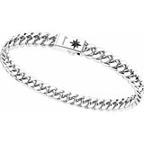 ZANCAN Bracciale da Uomo a Maglia Groumette o Cubana in Argento Rodiato con Rosa dei Venti EXB660