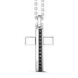 ZANCAN Collana da Uomo Maglia Rolò con Croce in Argento e Spinelli Neri EXC489 Variante2