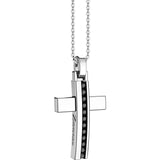 ZANCAN Collana da Uomo Maglia Rolò con Croce in Argento e Spinelli Neri EXC489